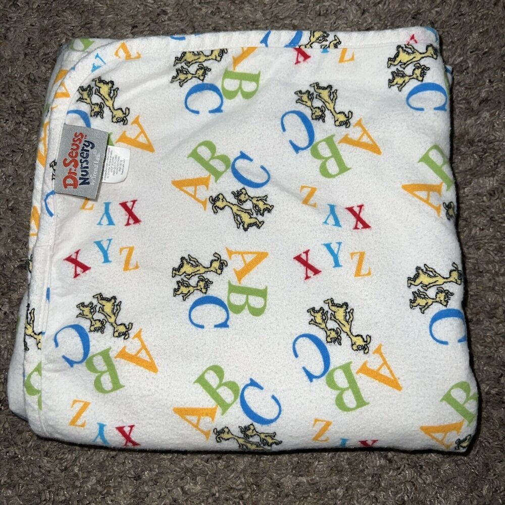 Dr. Suess 48x42 Crib Blanket 100% Cotton ABC Baby Blanket Soft